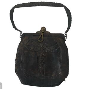 Antique 1920s Tooled Leather Bag